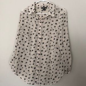 Polka dot button down sheer top